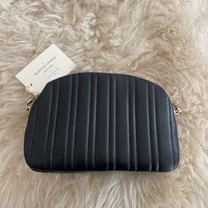 Brand New Sezane Quilted Shoulder Dean Bag in Black Leather
